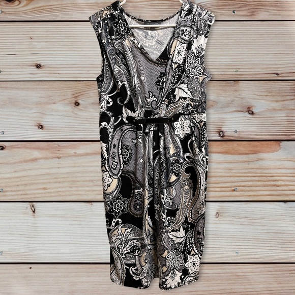 NY Collection Dresses & Skirts - NY Collection Paisley Print Black Dress Macys Women's Medium M